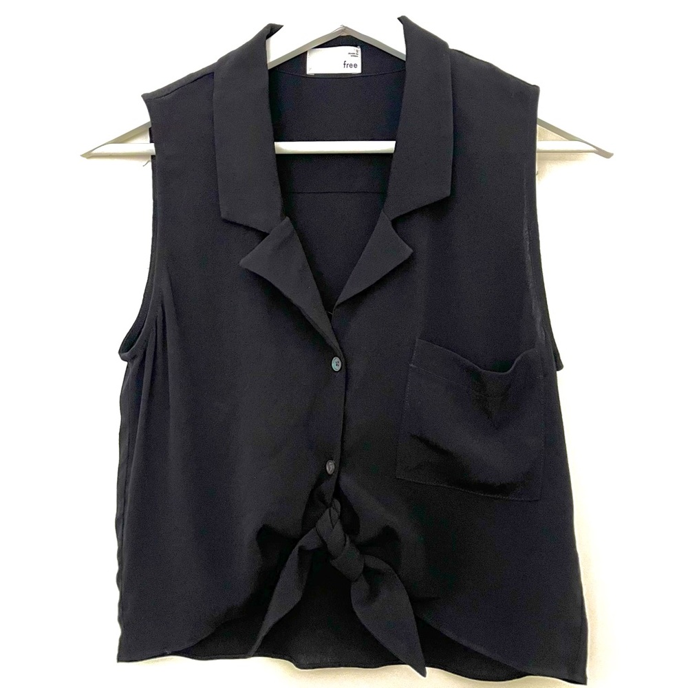 Wilfred Free sleeveless tie front blouse